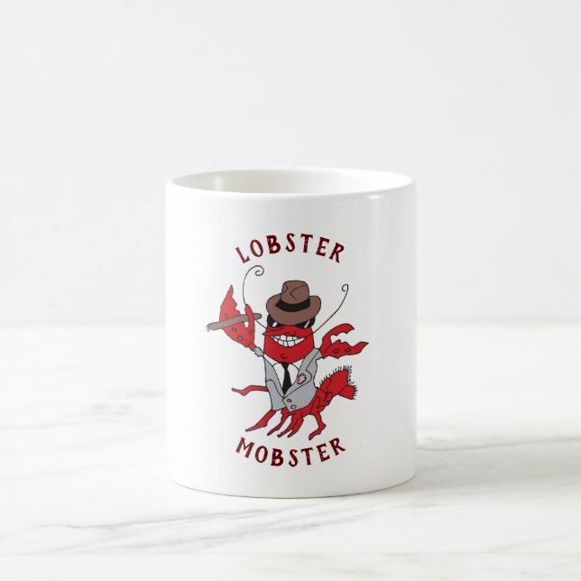 Caneca De Café Lagosta Magosta 🦞 Cartoon Engraçado Gangster (Centro)