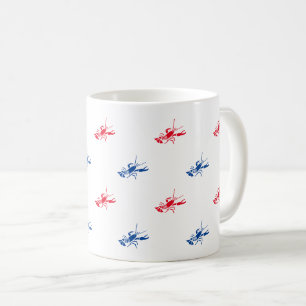 Caneca De Café lagosta patriótica padrão vermelho branco azul
