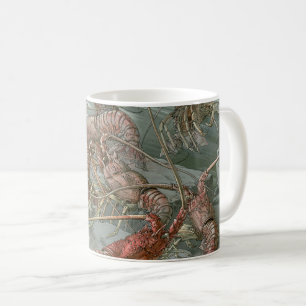 Caneca De Café Lagostas no oceano, Vintage Art Nouveau