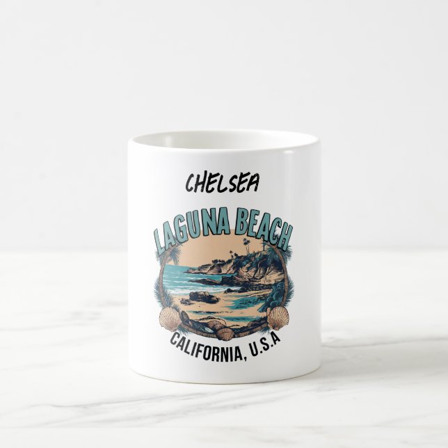 Caneca De Café Laguna Beach Retro Vignette Personalizado (Centro)