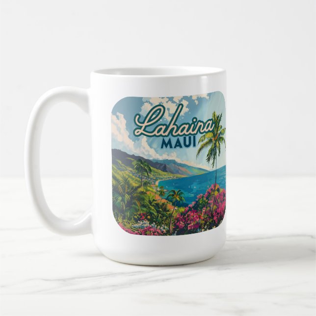 Caneca De Café Lahaina Maui Hawaii - Retro Costeiro de Praia (Esquerda)
