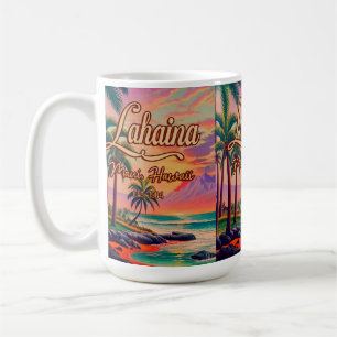 Caneca De Café Lahaina Maui Hawaii Retro Sunset Souvenir 1950
