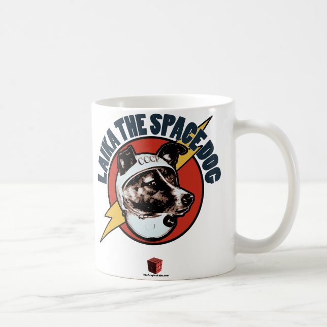 Caneca De Café Laika - copo do rafrescamento do cão do espaço: (Direita)