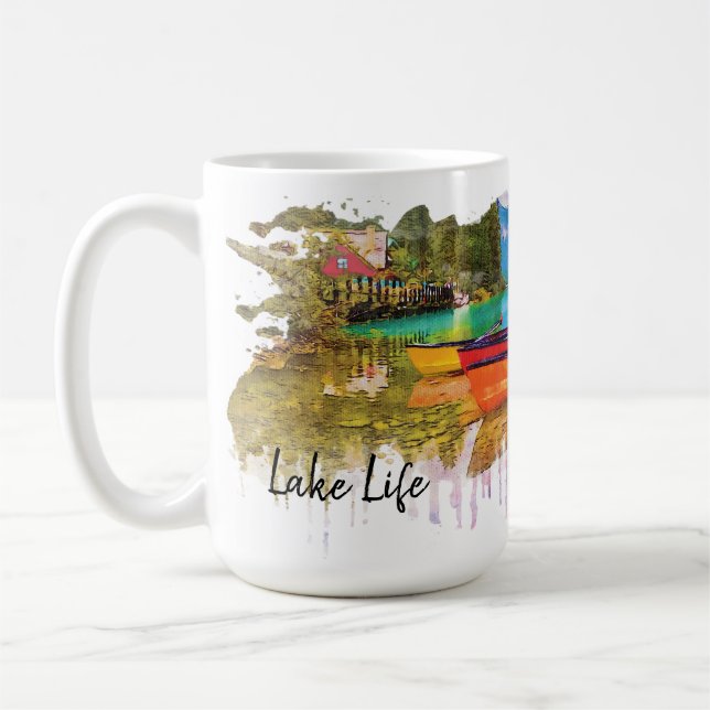 Caneca De Café Lake Life, Colorful Watercolor (Esquerda)