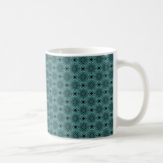 Caneca De Café Lama dos Círculos Elegantes, Teal Escuro (Direita)