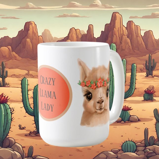 Caneca De Café Lama louca adiciona texto (Criador carregado)