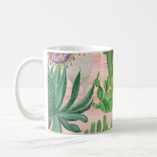 Caneca De Café Lamas de aquarelas e cactos. (Esquerda)