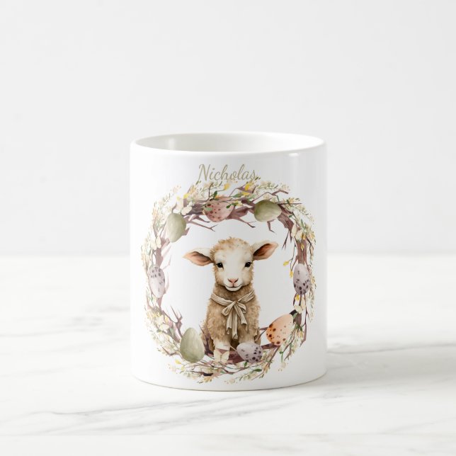 Caneca De Café Lamas de Páscoa de Aquarela Personalizadas (Centro)