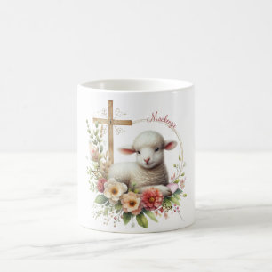 Caneca De Café Lamas de Páscoa de Aquarela Personalizadas