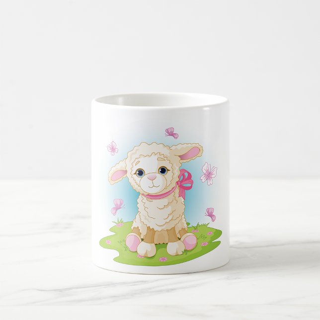 Caneca De Café Lamb E Borboletas (Criador carregado)