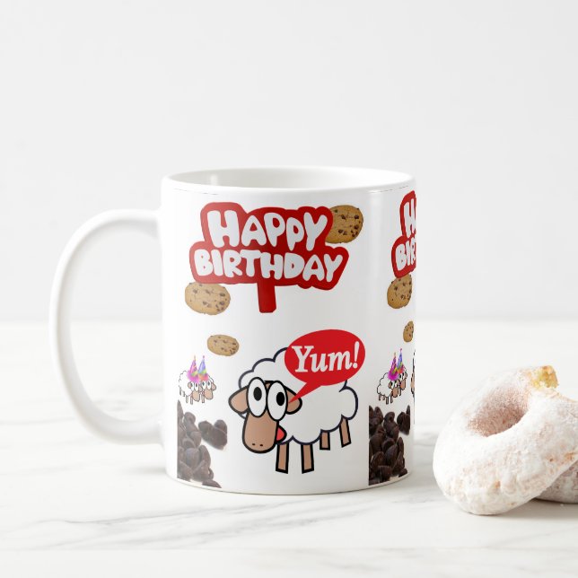 Caneca De Café Lamb Mug Happy Birthday Mug (Com Donut)