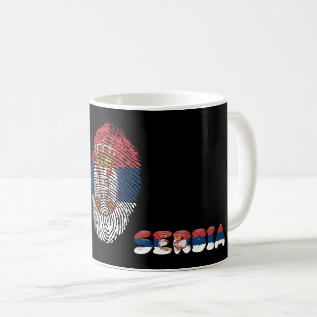Caneca De Café Lâmina de café com bandeira tocada sérvia (Frente Esquerda)