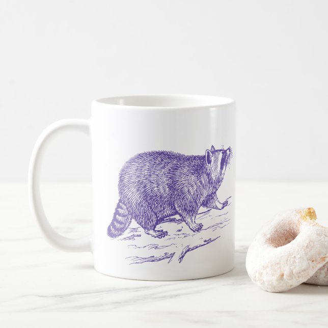 Caneca De Café Lâmina de guaxinim roxo (Com Donut)