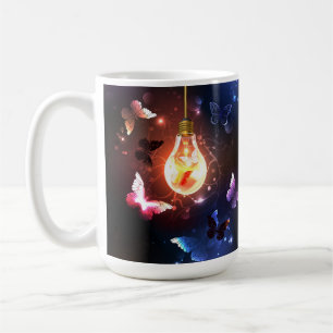 Caneca De Café Lâmpada Brilhante com Borboletas Noturnas