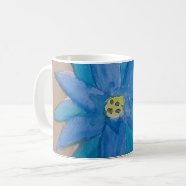 Caneca De Café Lâmpada de Flor Azul (Frente Esquerda)