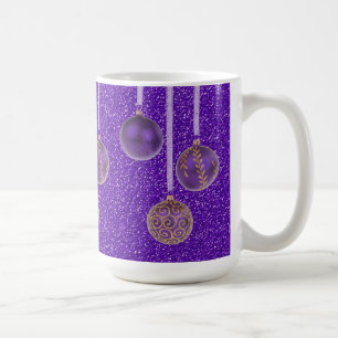 Caneca De Café Lâmpada Dourada Roxa Feliz Natal Balbles Mug