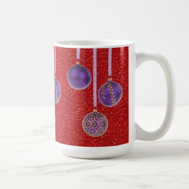 Caneca De Café Lâmpada Vermelha Roxa Feliz Natal Balbles Mug (Direita)