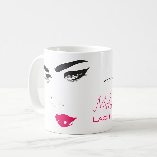Caneca De Café Lâmpadas compridas lábios cor-de-rosa Extensões La (Frente Esquerda)