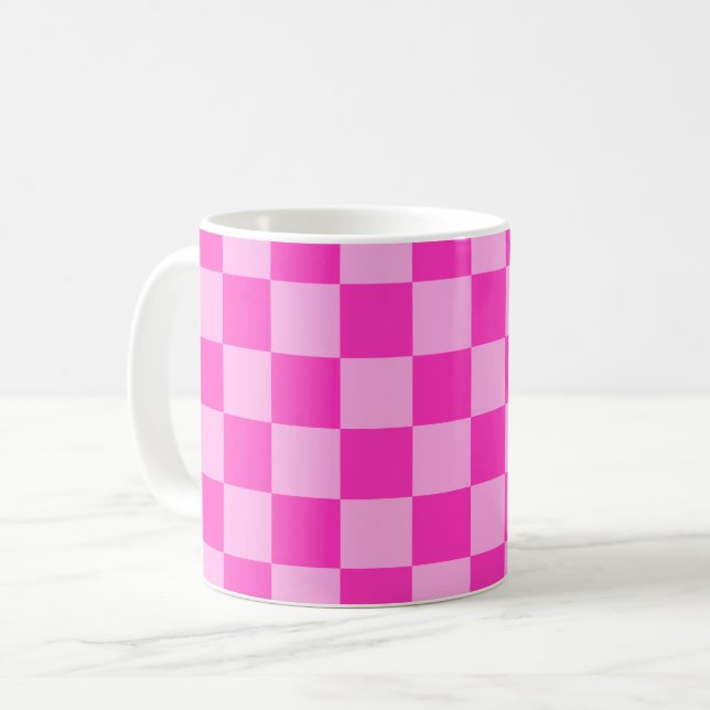 Caneca De Café Lançamento de padrão contínuo xadrez quadrado tons (Frente Esquerda)