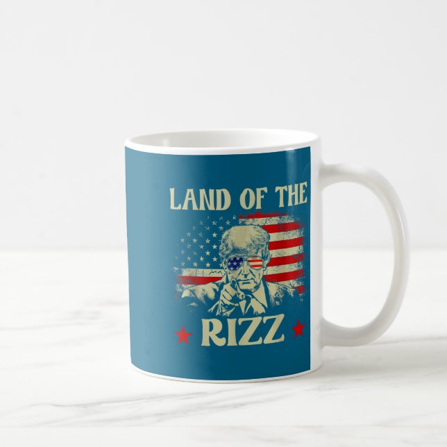 Caneca De Café Land Of The Rizz Funny Patriotic Trump 4th Of July (Direita)