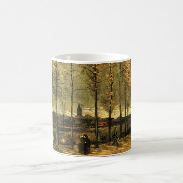 Caneca De Café Lane com Poplars por Vincent van Gogh (Centro)