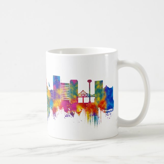 Caneca De Café Lansing Michigan Skyline (Direita)
