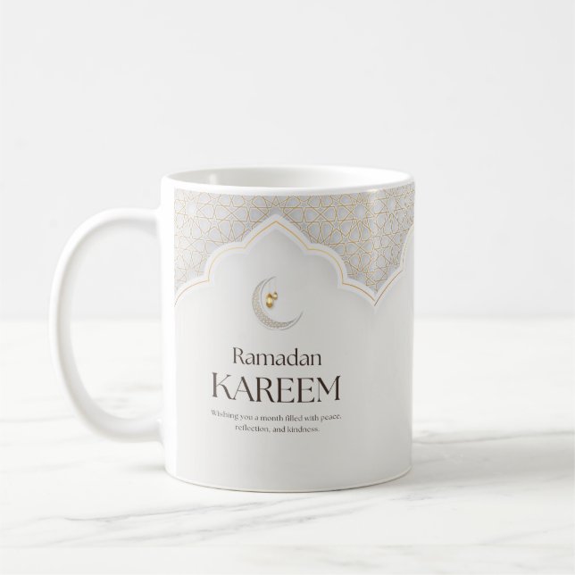 Caneca De Café Lanterna e Arte do Crescente do Ramadan Kareem (Esquerda)