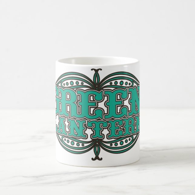 Caneca De Café Lanterna Verde Letras de Tempo de Exibição (Centro)