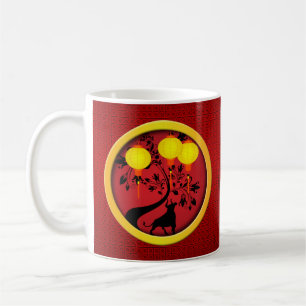 Caneca De Café Lanternas Ox do Ano Novo Chinês Elegante