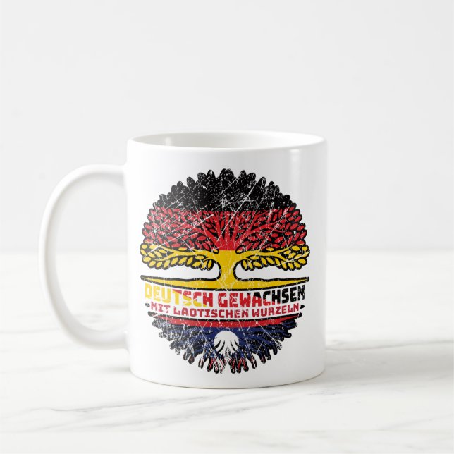Caneca De Café Laos Laotisch Alemanha Deutsch Baum Wurzel (Esquerda)