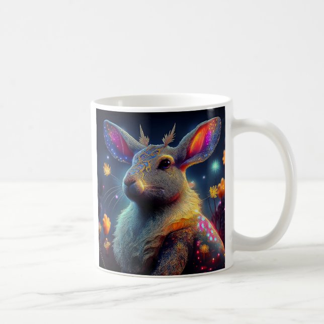 Caneca De Café Lapin lumineux et fleurs magiques (Direita)