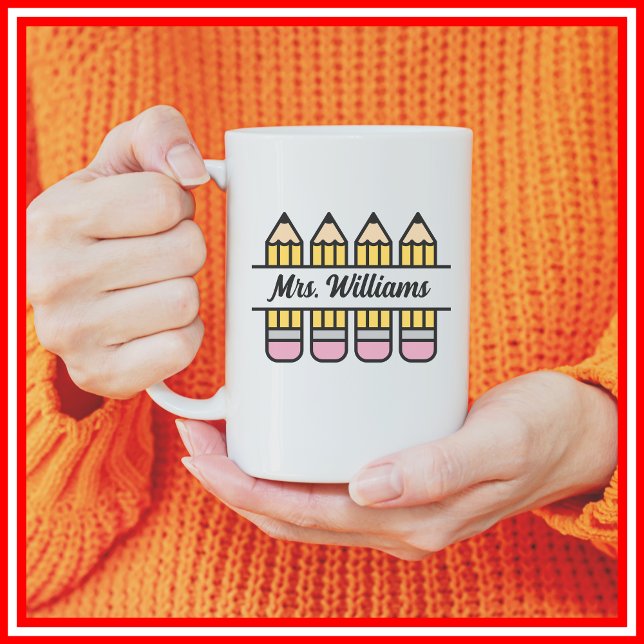 Caneca De Café Lápis Agradecimento ao Professor Volta às Aulas (Criador carregado)