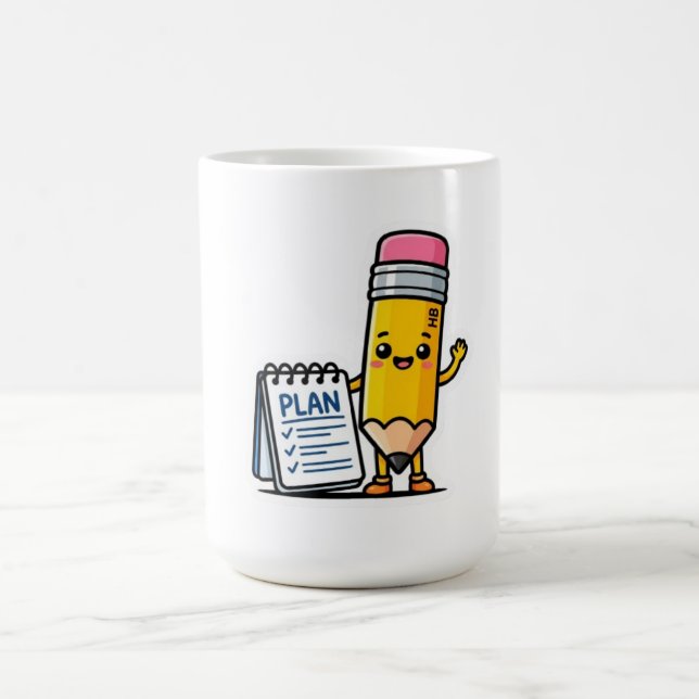 Caneca De Café Lápis Amarelo Kawaii Fofo e Caderno de Planejament (Centro)