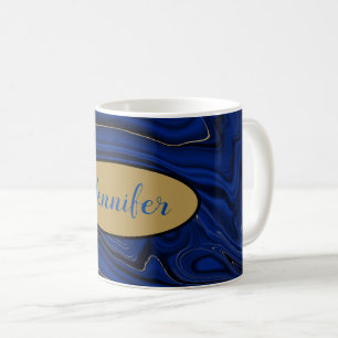 Caneca De Café Lapis Blue Agate Swirls Personalizados
