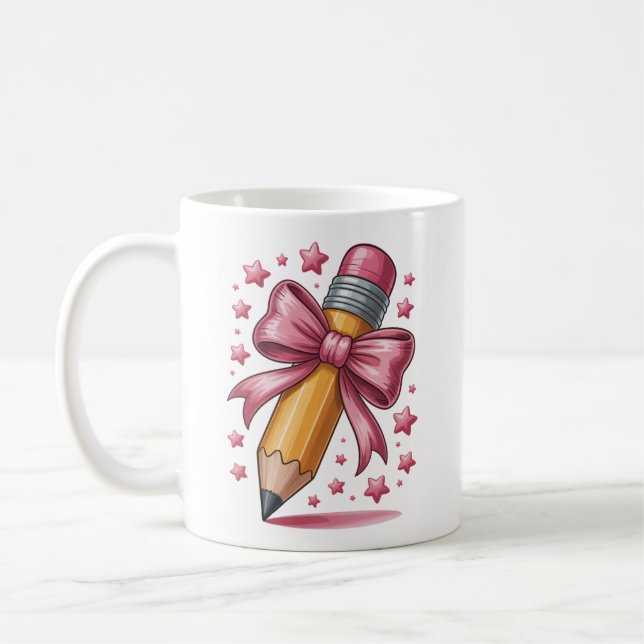 Caneca De Café Lápis Coquete Laço Agradecimento aos Professores E (Esquerda)