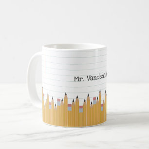 Caneca De Café Lápis e papel personalizados