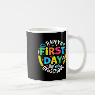 Caneca De Café Lápis Feliz Primeiro Dia De Aula Professor Criança