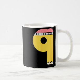 Caneca De Café Lápis Número 9 De Volta à Escola Aniversário de 9 