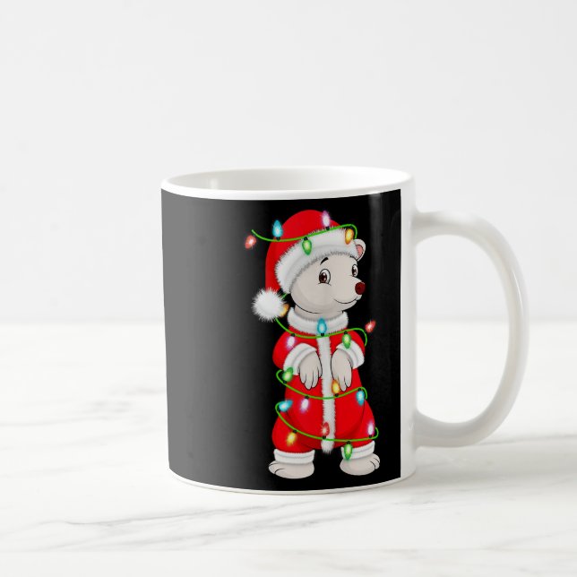 Caneca De Café Lar Bear Christmas Lights Santa Costume Cute Anima (Direita)