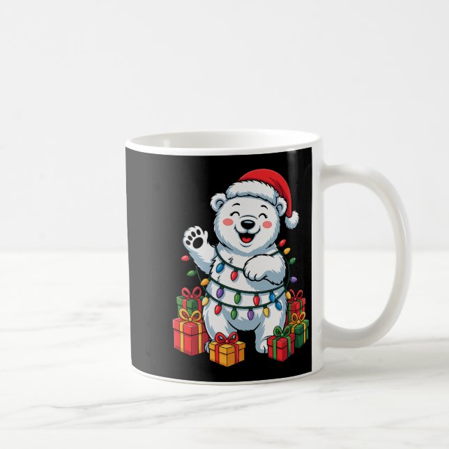 Caneca De Café Lar Bear Santa Hat Animals Lovers Ugly Christmas P (Direita)