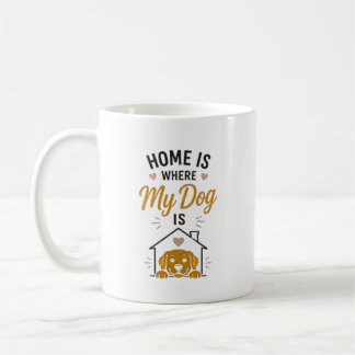 Caneca De Café Lar É Onde Está Meu Cachorro Tipografia Amante de