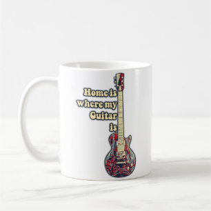 Caneca De Café Lar é onde está o meu violão. Palavras motivaciona