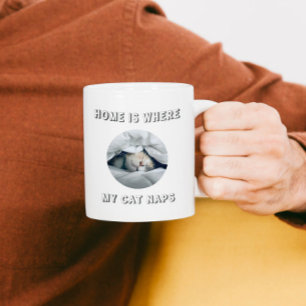 Caneca De Café Lar é onde meu gato tira fotos personalizadas