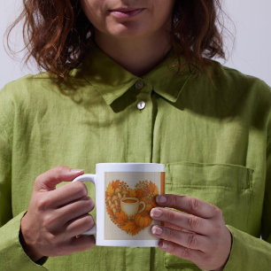 Caneca De Café Laranja Aconchegante Vibrações de outono Cacau Fol