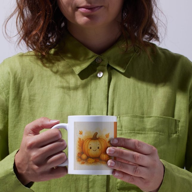 Caneca De Café Laranja Aconchegante Vibrações de Outono Folhas de (Criador carregado)