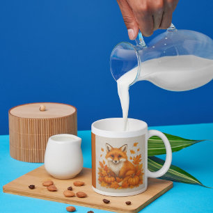 Caneca De Café Laranja Aconchegante Vibrações de outono Raposa Fo