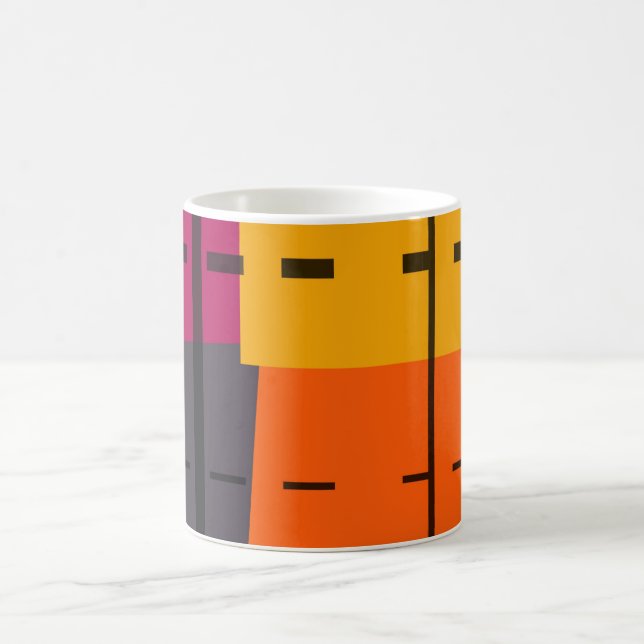 Caneca De Café Laranja Amarelo, Cinza, Abstrato (Centro)