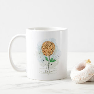 Caneca De Café Laranja Aquarela Flor Esperança Café