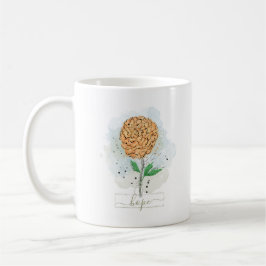 Caneca De Café Laranja Aquarela Flor Esperança Café