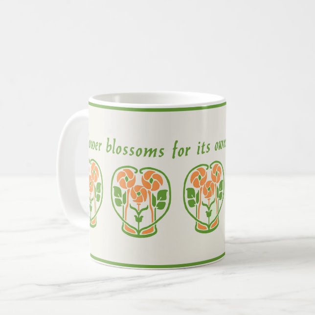Caneca De Café Laranja Arte Nouveau Flores Café Mug (Frente Esquerda)